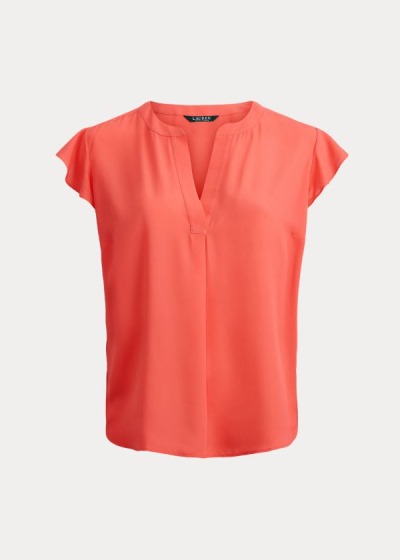 Tops Ralph Lauren Mujer Rojos - Georgette Flutter-Sleeve - EIOHF5781